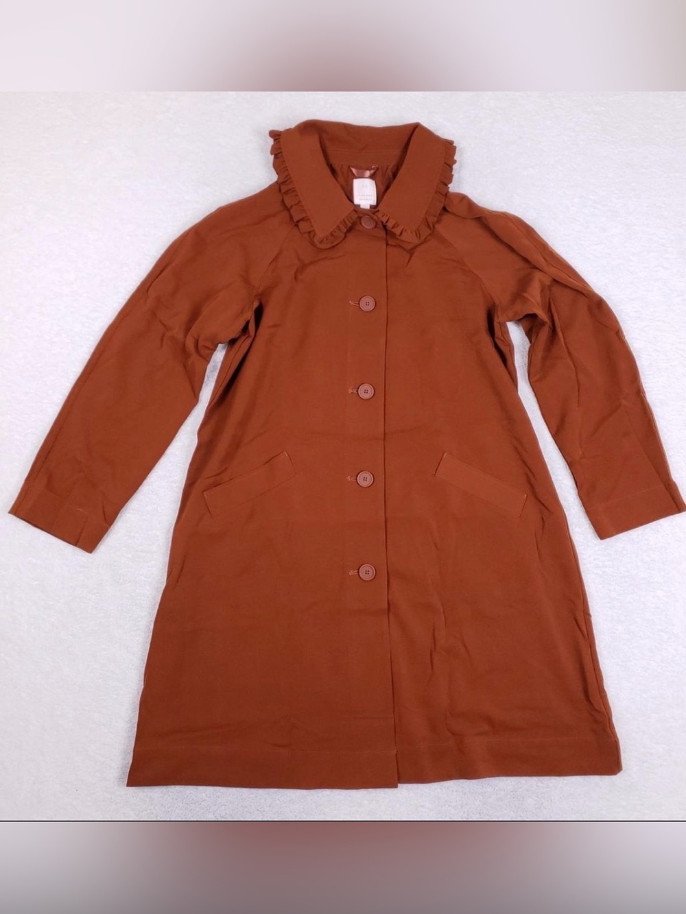 Lauren Conrad Rust Brown Single-Breasted Trench Coat